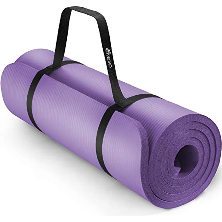 TRESKO Yogamatte Phthalatfrei - Rutschfeste Gymnastikmatte mit Tragegurt, 190 x 100 x 1,5 cm, Violett – Bild 1