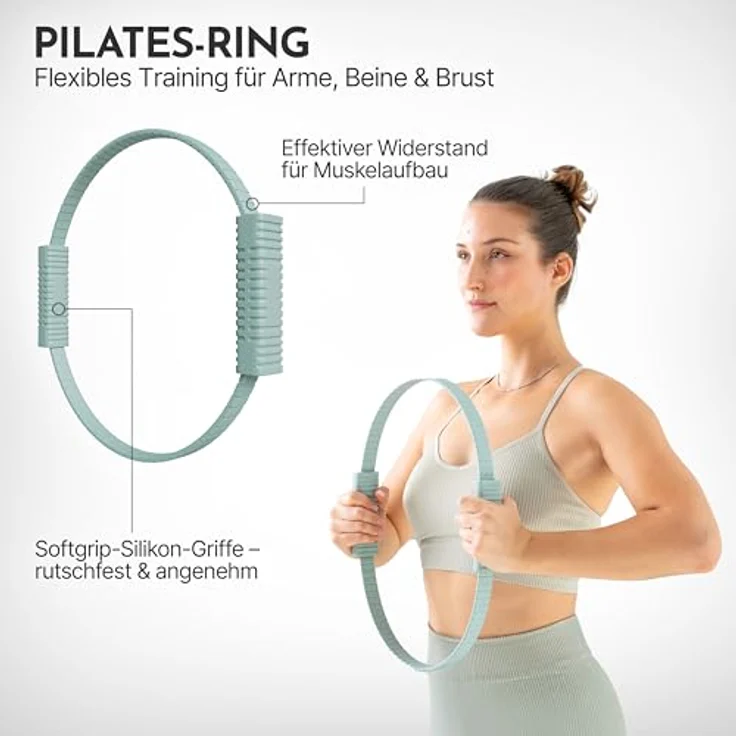 NEOLYMP Pilates Ring – Effektiver Fitnessring für Core-Training und Beckenbodentraining – Rutschfeste Softgrip-Silikon-Griffe – Pilates Zubehör (Sky-Blue) – Bild 2