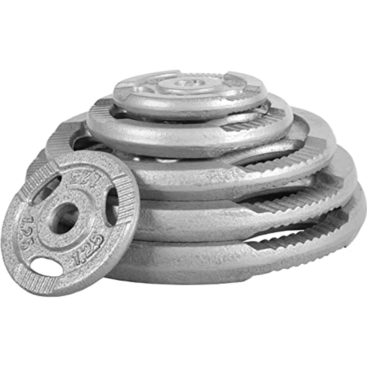 GORILLA SPORTS Hantelset 70kg - SZ Curlstange 120cm, mit Gusseisen-Gewichten und Sternverschlüssen, gerändelt – Bild 4