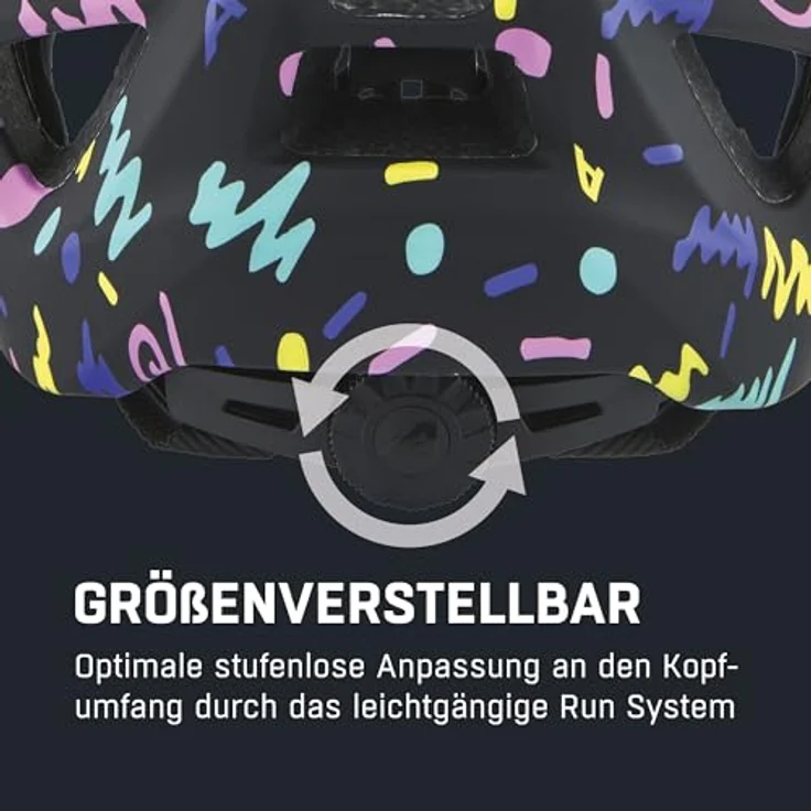 Alpina PICO Kinderfahrradhelm, Leicht, Klimatisiert & Bruchfest mit Fliegennetz, optional mit Licht, Black-Confetti Gloss, 50-55 cm – Bild 5