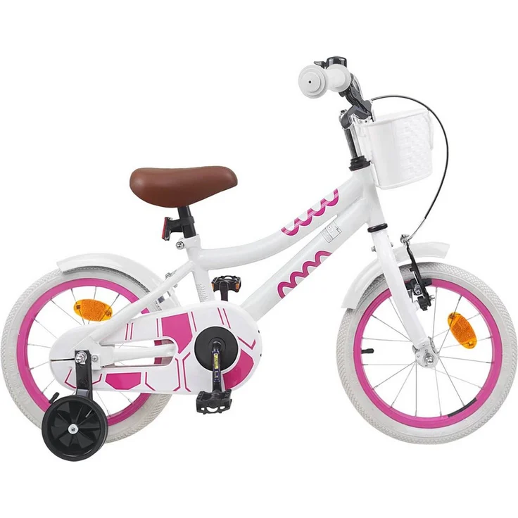 vidaXL Kinderfahrrad 16 Zoll für 4-6 Jahre, weiß, mit Stützrädern, 112,5 x 51 x 75 cm