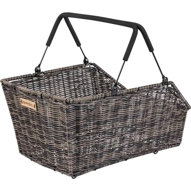 Basil Cento Rattan Look Velokorb, 40 l, braun, wasserdicht, MIK-System, für Gepäckträger – Bild 2