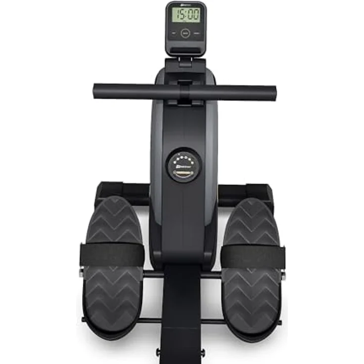 Hop-Sport Rudergerät für zuhause Aspen - Klappbares Rudergerät in Schwarz/Grau/Gold mit Magnetbremssystem, 16 Widerstandsstufen, LCD-Anzeige & Ipad-Halterung, bis 120kg belastbar – Bild 3