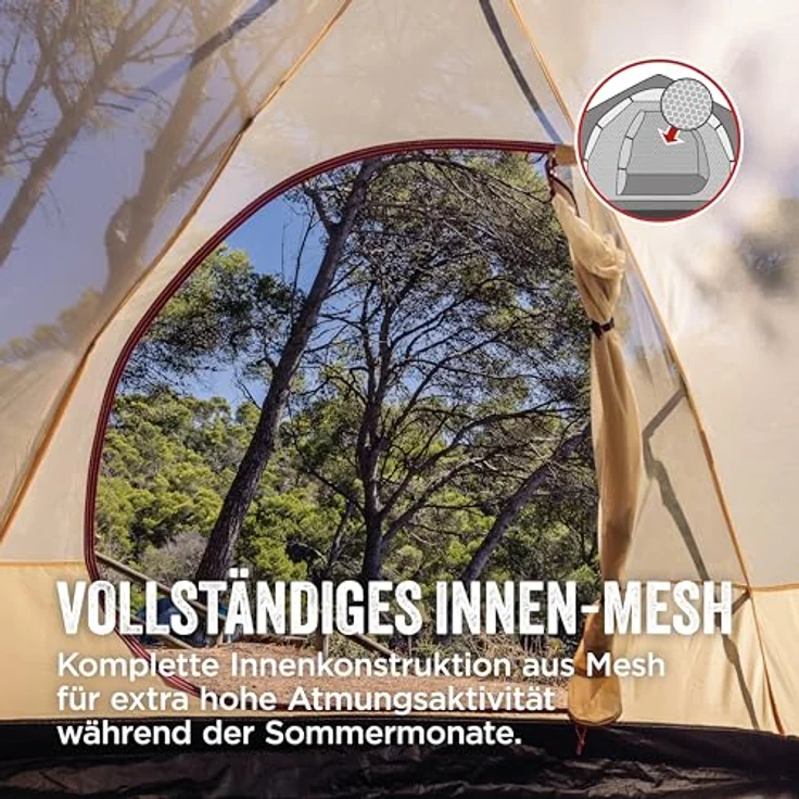 Coleman Darwin 3 Plus Summer Zelt, kompaktes 3-Personen-Kuppelzelt, 2000 mm wasserdicht, atmungsaktiv, leicht 4,5 kg, eingenähte Bodenplane – Bild 4