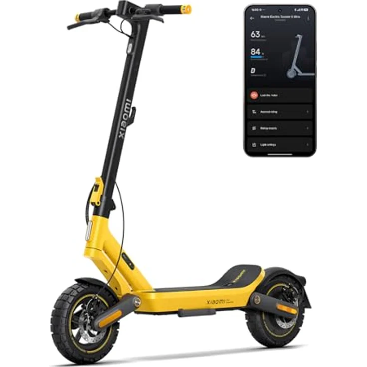 XIAOMI Electric Scooter 6 Ultra E-Roller, 12 Zoll Tubeless, 75 km Reichweite, 1200W, Vollfederung, IPX6, Yellow – Bild 2