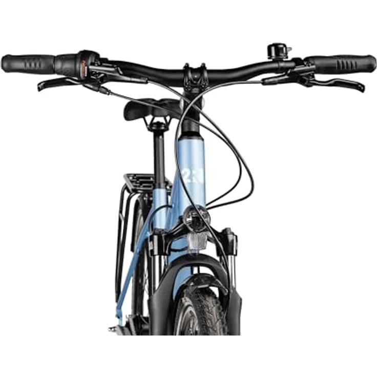 2R Manufaktur TRX GO Trapez Citybike, 28 Zoll, mit SR Suntour Federgabel, hydraulischen Scheibenbremsen und Nabenschaltung, hellblau, 56 cm – Bild 8