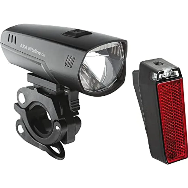 AXA Niteline/Nyx Batterie-LED-Leuchten-Set, Fahrrad-Frontlichter mit 35 Lux und 20 Lux, Schwarz, Einheitsgröße