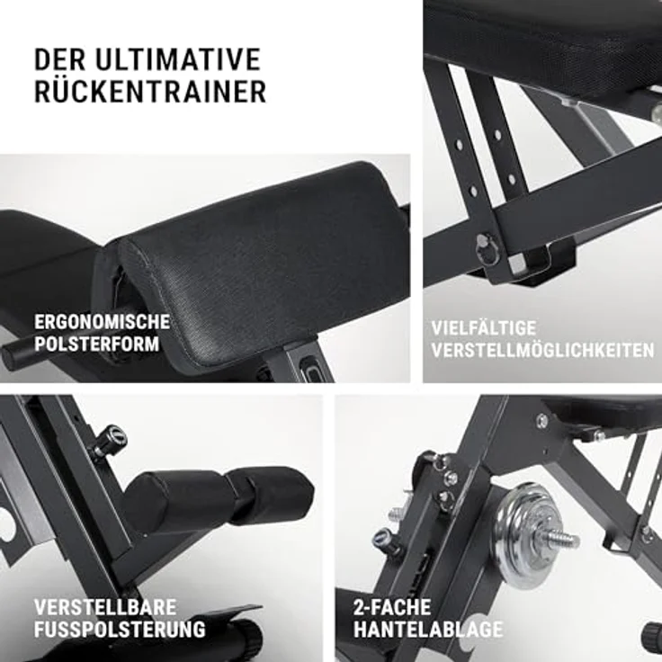 HAMMER Bauch Rückentrainer Ab And Back Trainer Bauch-rückentrainer, schwarz, 7-fach verstellbare Rückenlehne, ergonomisches Design, platzsparend klappbar – Bild 4