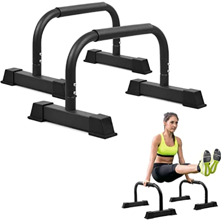 Yes4All Liegestützgriffe aus Stahl-2er-Set Liegestützstangen-Rutschfeste Gummifüße für die Verwendung auf dem Boden-Parallettes-Stangen für Calisthenics-Übungen und Krafttraining für den Oberkörper