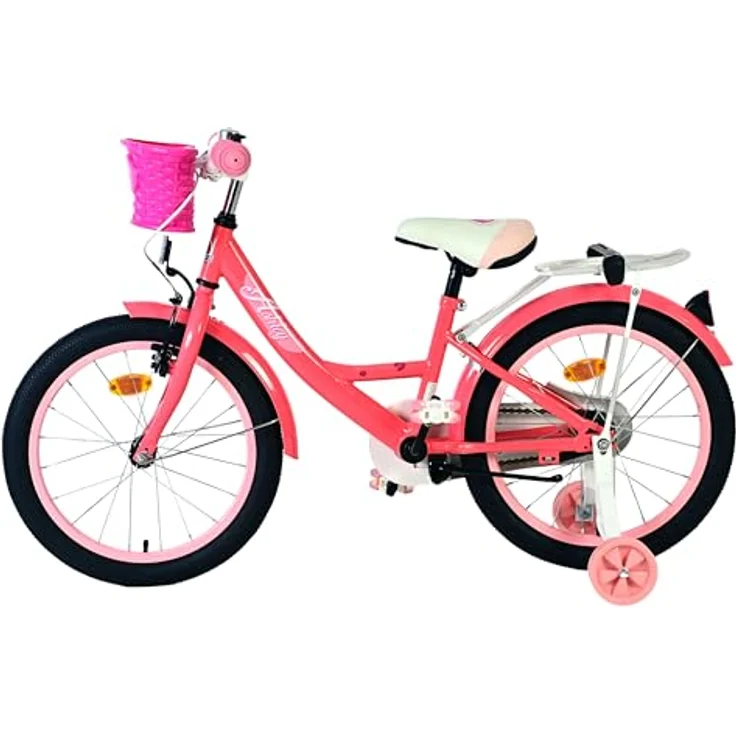 Volare Ashley Kinderfahrrad für Mädchen, 18 Zoll in Rosa/Rot, höhenverstellbarer Sattel und Lenker, integrierter Gepäckträger, Handbremse und Rücktrittbremse – Bild 9