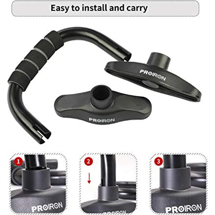 PROIRON Liegestützgriffe Push Up Bars 1 Paar Griffe Liegestützemit Edelstahlstange Schaumstoffgriff Neigungsstange Handgelenkschutz Brusttraining Body Building Zubehör – Bild 5