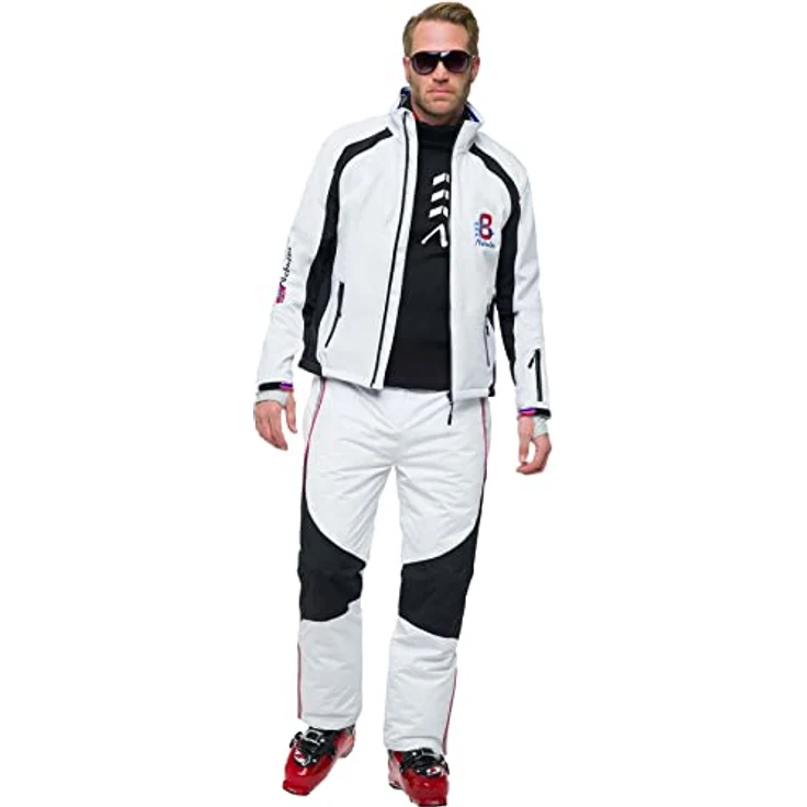 Nebulus Softshell Skijacke VIGGO Herren, warme und praktische Winterjacke mit taillierter Passform, weiss-schwarz, M – Bild 2