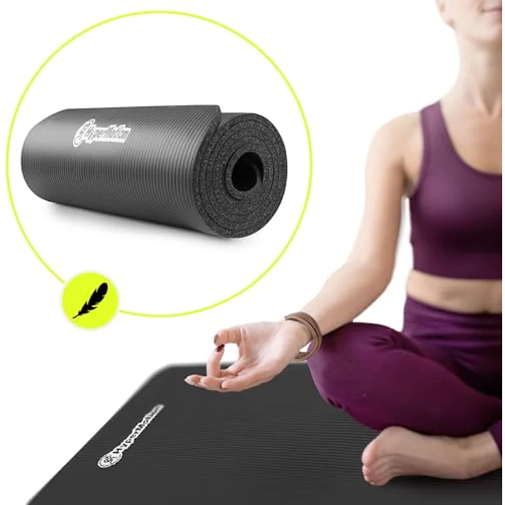 HyperMotion Yogamatte HYP58 YOGA MAT 0.8B, NBR-Schaumstoff, 183x61x0,8 cm, Schwarz, mit Tragegurt – Bild 9