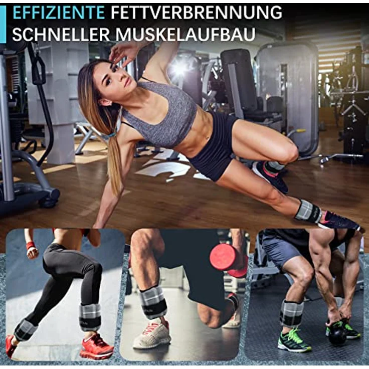 DH FitLife 2er-Set 4,5kg Fußgelenk Gewichtsmanschetten mit verstellbaren Gewichten für Beine und Arme | 2 Variationen 2,5kg&4,5kg | ankle Weights | Knöchelgewichte für Krafttraining – Bild 5