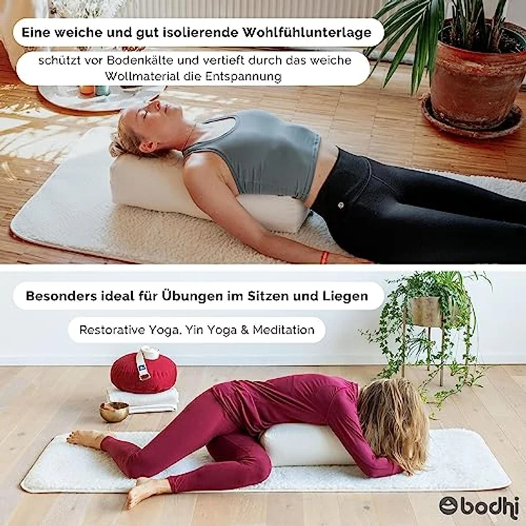 bodhi Yogamatte Schurwoll-Yogamatte SURYA Premium in Naturfarben, extra-dick und umsäumt - Preisvergleich – Bild 6