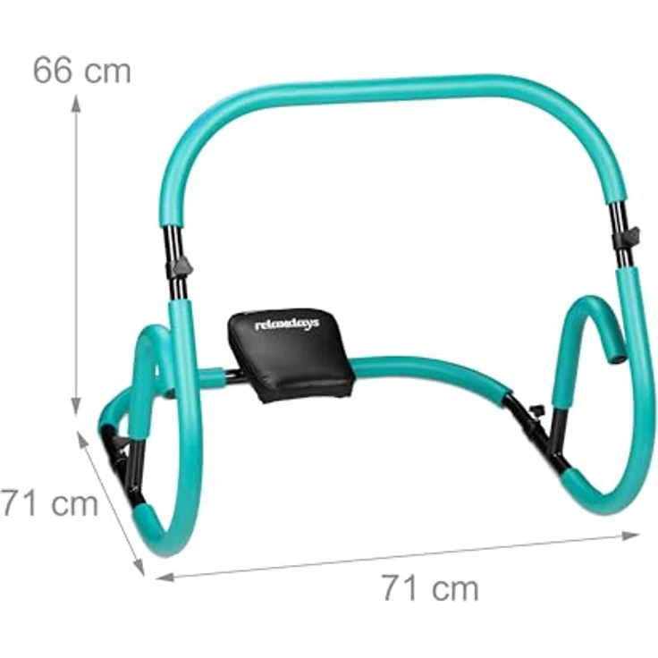 Relaxdays Bauchtrainer, Bauchmuskeltrainer, HxBxT: 66 x 71 x 71 cm, effektives Training zuhause, Sit-Ups, türkis/schwarz - Preisvergleich – Bild 4