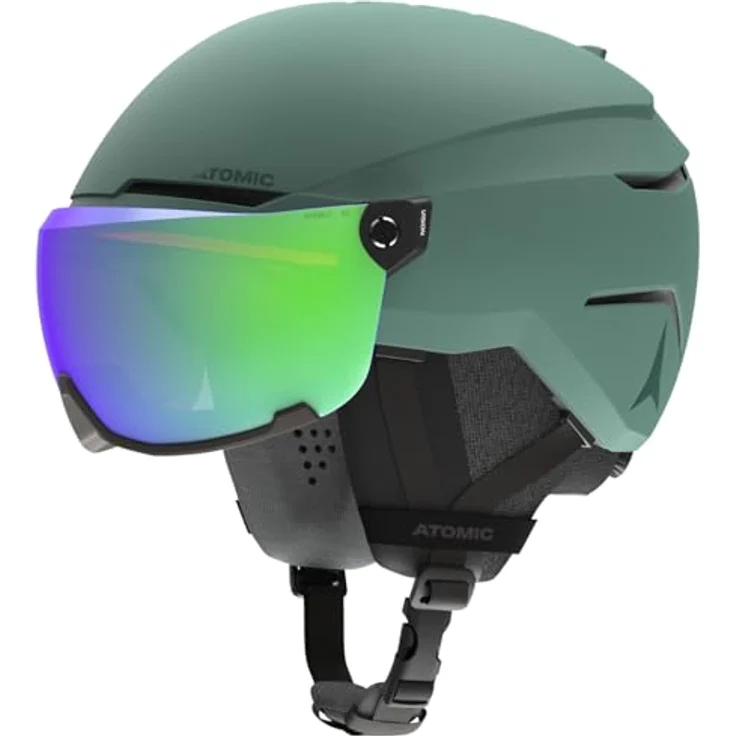 ATOMIC SAVOR VISOR STEREO, Skihelm mit Visier - Green - Größe M, 360° Fit System, Active Aircon Belüftung, Holo Core für maximale Stoßdämpfung – Bild 1