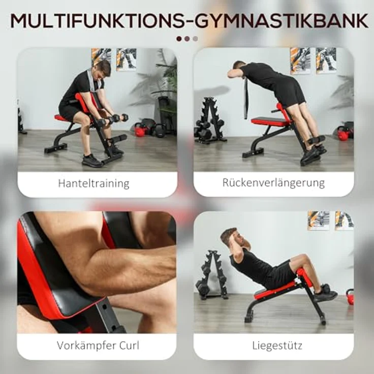 SPORTNOW Hantelbank, Klappbare Multifunktions-Fitnessbank bis 120 kg belastbar, für Zuhause, Bizeps-Curls, Langhantel, Stahl, Schwarz – Bild 3
