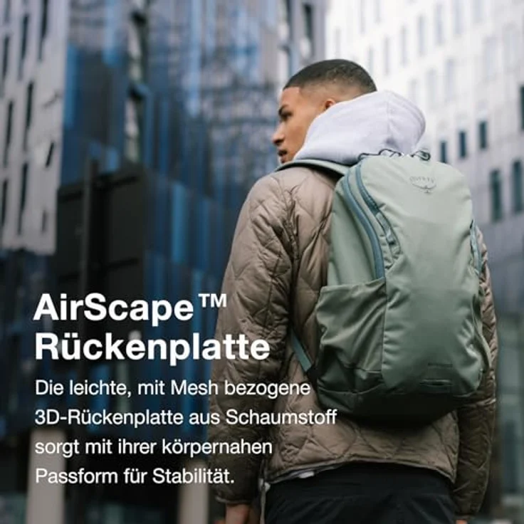 Osprey Astronova Soundwave Grey OS, Wanderrucksack mit gepolstertem Laptopfach für 16 Zoll Geräte, zwei Flaschenhaltern und Gurtschlaufen zur Befestigung – Bild 4