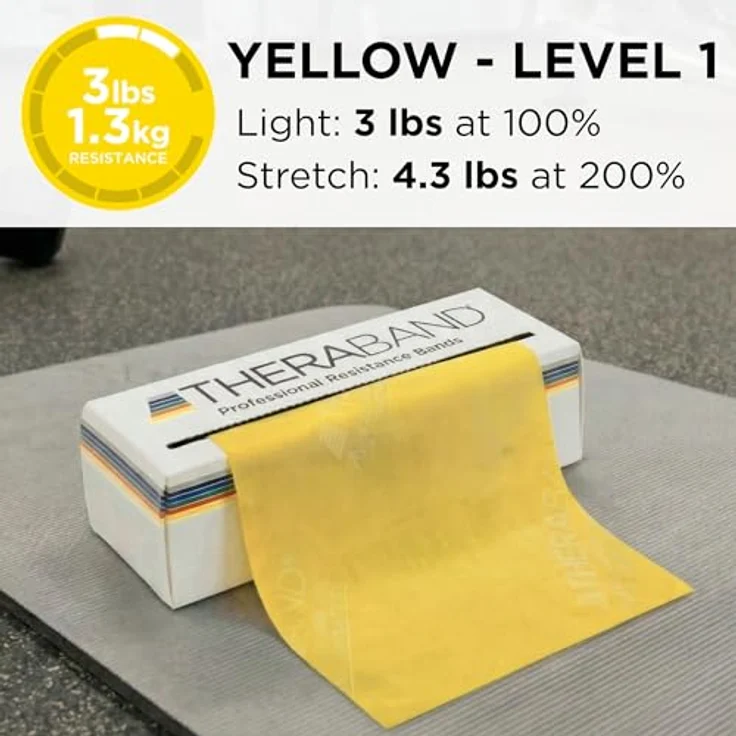 THERABAND TheraBand 5,50m Vorratsrolle | Fitnessband aus 100% Naturlatex, gelb | Gymnastikband für Ganzkörpertraining, Rehabilitation und Physiotherapie – Bild 3