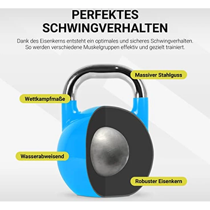 MSPORTS Kettlebell Competition 12 kg | Professional Studio Qualität | inkl. Übungsposter | Wettkampf Kugelhantel – Bild 3