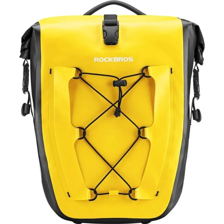 Rockbros 30140022005 Fahrradtaschen, wasserdichte Pannier mit 25-32L Volumen, gelb, verbesserte Montage und reflektierendes Logo