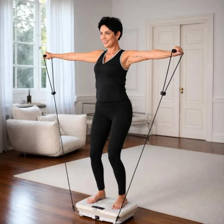Medivon Oxya Fit Medivon MV-OXYAFIT, Vibrationsplattform für effektive Ganzkörper-Workouts, 99 Intensitätsstufen, inklusive Widerstandsbänder und Fernbedienung – Bild 4