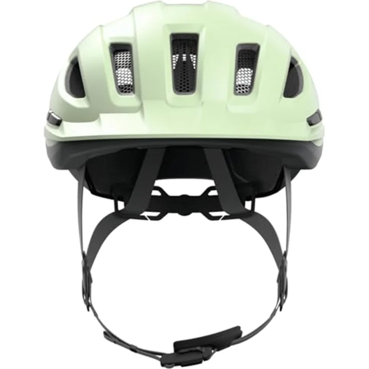 ABUS Urban-I 4.0 ACE, Fahrradhelm mit aufladbarem Rücklicht und 4 Leuchtmodi, Zopf-Öffnung, Schirm, magnetischem Verschluss - Größe L, grün – Bild 3