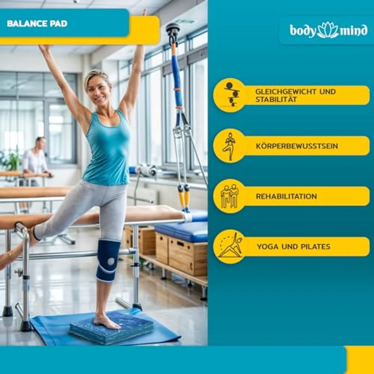 Body & Mind® Balance-Pad, Rutschfestes Gleichgewichtskissen aus TPE-Schaum, 40 x 29 cm für Stabilität & Koordination, blau – Bild 3