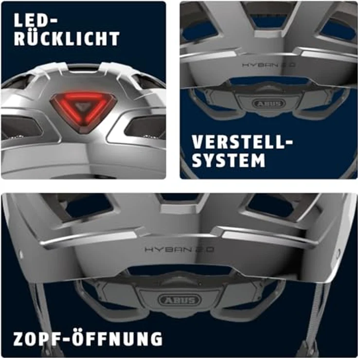 Abus Hyban 2. 0 Fahrradhelm - Chrome/Silver 52 - 58 cm – Bild 6
