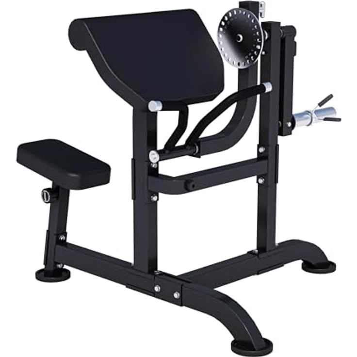 Gorilla Sports MAXXUS Curlbank 2in1 Pro - Vertikal verstellbarer Sitz, 30/50 mm Hantelscheibenhalter, rutschfest, Schwarz mit Chrom-Elementen – Bild 1