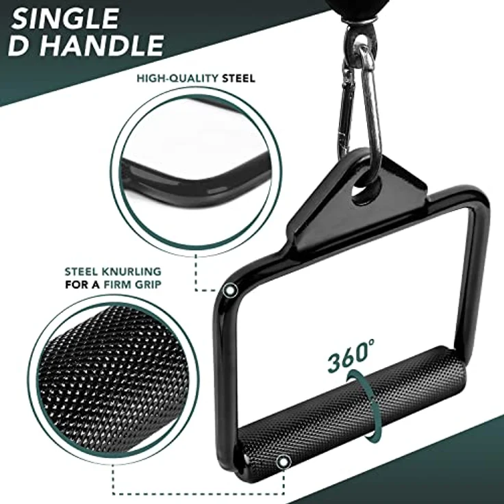 Yes4All Cable Attachment Unisex-Erwachsene P376 Kombi-LAT-Maschine, D. Single D Griff, B. Aufsatz für Lattenmaschine-Schwarz, 14.2cm – Bild 2