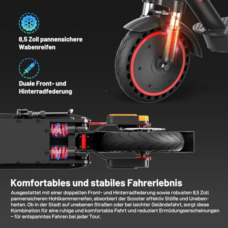 EVERCROSS EV85F E-Scooter mit Straßenzulassung (ABE), 400W Motor, 7,8AH Batterie, Faltbar, Duales Bremssystem, App-Steuerung, 15kg, max. 120kg Belastung – Bild 5