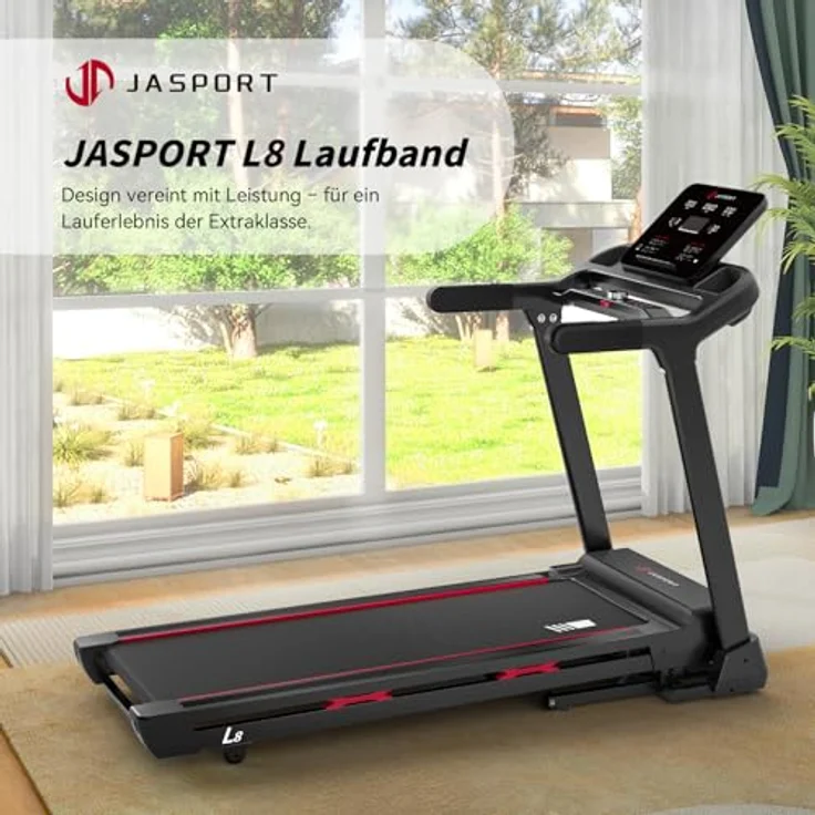 JASPORT L8 Elektrisches Laufband klappbar, 4.0 PS DC-Motor, bis 22 km/h, 0–20% Steigung, 70 Programme, LED-Display, Bluetooth-Lautsprecher, 1450×480 mm Lauffläche, maximal 120 kg – Bild 2