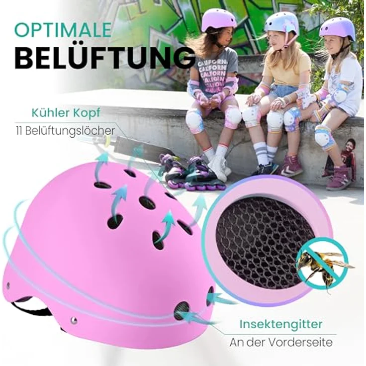 99FLIPS Fahrradhelm Mädchen 3-12 Jahre, GS Skaterhelm in Pink, TÜV Rheinland zertifiziert – Bild 6