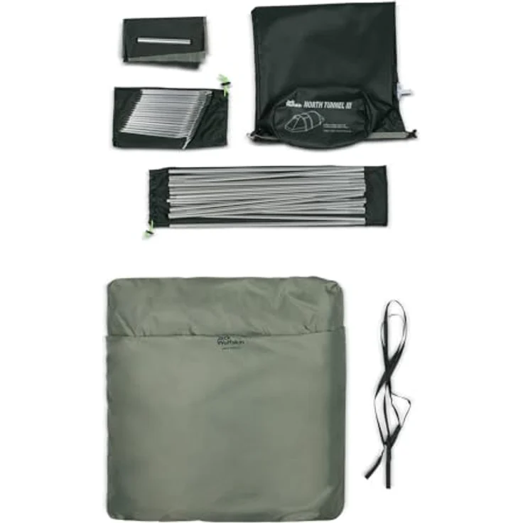 Jack Wolfskin North Tunnel III Tunnelzelt, 1 Vorzelt, 2 Dachbelüftungen, 6 Innentaschen, Island Moss, ONE Size – Bild 3