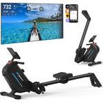 MERACH klappbares Rudergerät MR-200, leise magnetisch mit 16 Widerstandsstufen, LCD-Display, Bluetooth & Kinomap, Tablet- & Flaschenhalter, bis 158 kg