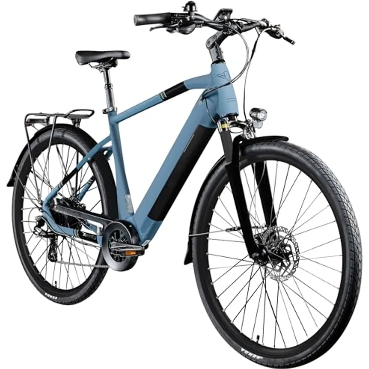 ZÜNDAPP Z810 Ebike Herren 28 Zoll Trekkingfahrrad, 8 Gänge, hydraulische Scheibenbremsen, brillantblau, 52 cm