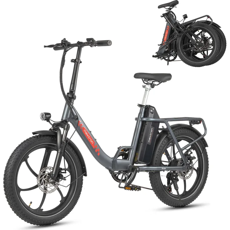 Maxtron Mule Klapprad E-Bike, 48V 20Ah Akku, 100-120km Reichweite, 7-Gang Shimano, für Damen und Herren, stabil mit Breitreifen