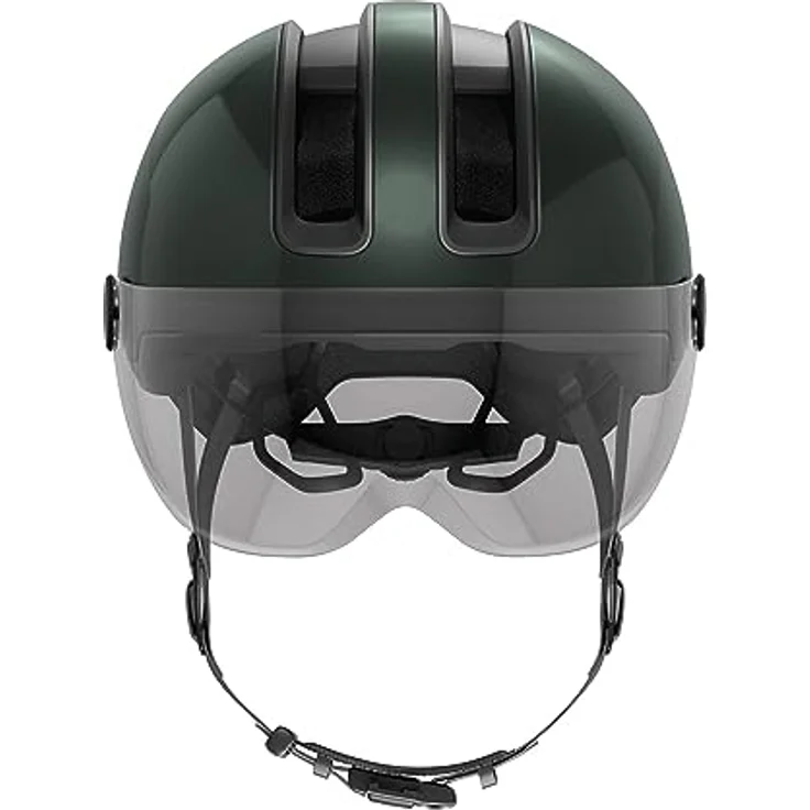 Abus HUD-Y ACE, Velohelm (54 - 58 cm) mit integrierter LED und Glas-Visier, urbanes Design – Bild 3