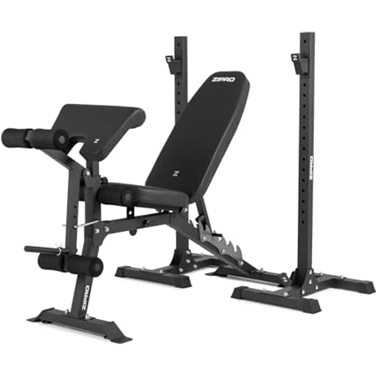 Zipro olympisches Hantelbank-Set Superset, Hantelbank mit Beinentwickler, Curlpult und Ablage, Kraftstation verstellbare Rückenlehne und Sitzkissen, Belastung 270kg, Multifunktion Trainingsbank – Bild 1