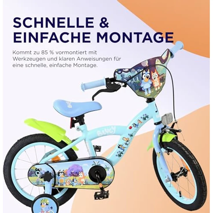 Volare Bluey Kinderfahrrad 12 Zoll, 1 Gang, ohne Schaltung, mit Rücktrittbremse und höhenverstellbarem Lenker, hellblau – Bild 7