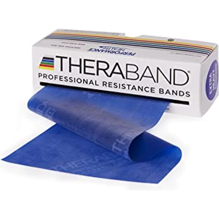 THERABAND TheraBand 5,50m im Vorratsrolle, Fitnessband aus 100% Naturlatex, Blau, für Ganzkörpertraining, Therapie und Rehabilitation – Bild 1