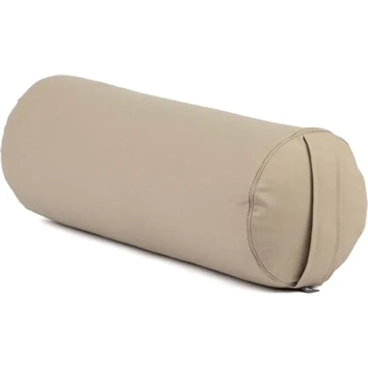 Bodhi Yoga Bolster ECO | Yogarolle mit Bio Dinkelfüllung | Waschbar | Groß 65 x 20 cm (light taupe)