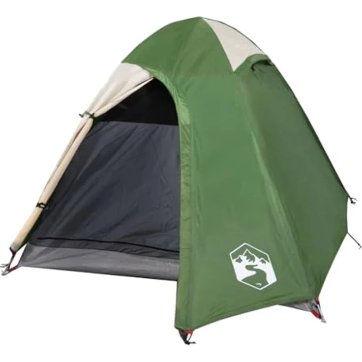 vidaXL Kuppelzelt, Campingzelt für 2 Personen Wasserdicht, Outdoor Zelt mit Abnehmbarem Überzelt Insektenschutz, Trekkingzelt Leicht Tragbar, Grün – Bild 1