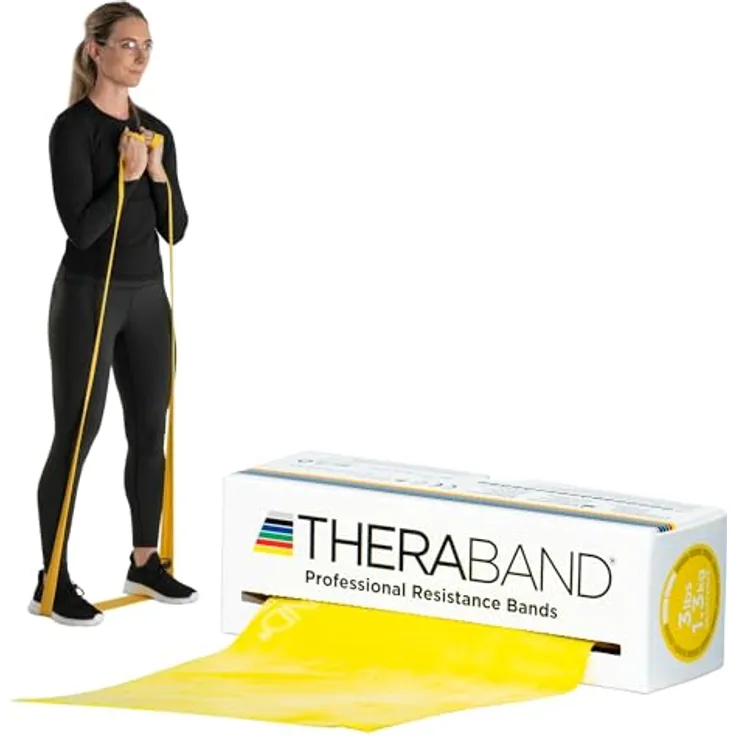 THERABAND TheraBand 5,50m Vorratsrolle | Fitnessband aus 100% Naturlatex, gelb | Gymnastikband für Ganzkörpertraining, Rehabilitation und Physiotherapie