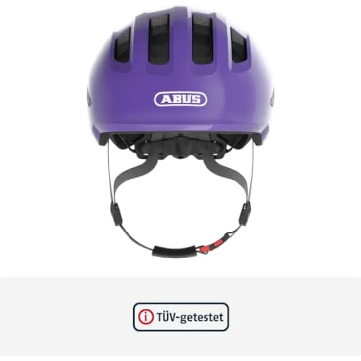 ABUS Kinderhelm Smiley 3.0, Fahrradhelm mit tiefer Passform, kindgerechtem Design & Zopfplatz, candid purple, Größe S – Bild 2