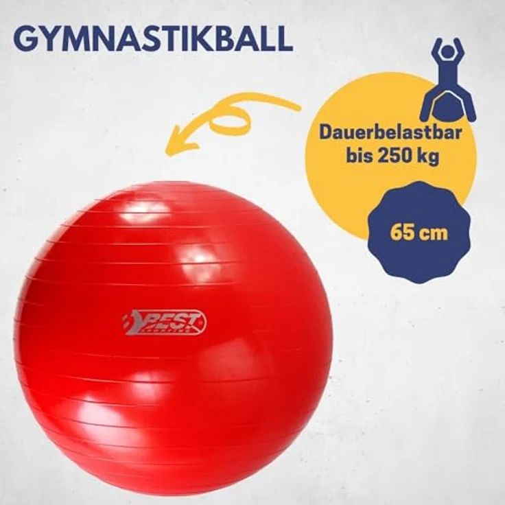 Best Sporting Unisex – Erwachsene Gymnastikball I Trainingsball 65cm, 75cm oder 85cm I Für Therapie- und Rehabilitationseinheiten I Belastung bis 250kg I Pilates Ball I Fitnessball für zu Hause – Bild 2