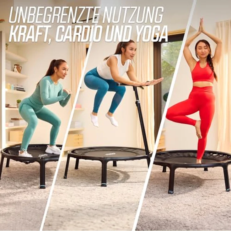 Berg Fitnesstrampolin, 110 cm Ø, individuell einstellbare Gummibänder, klappbar, stabil und rutschfest – Bild 2