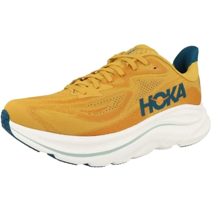 HOKA Clifton 10 Herren Laufschuhe, Atmungsaktives Jacquard-Material, Gelb, Größe 44, mit herausnehmbarer EVA-Einlegesohle und 8 mm Sprengung – Bild 4